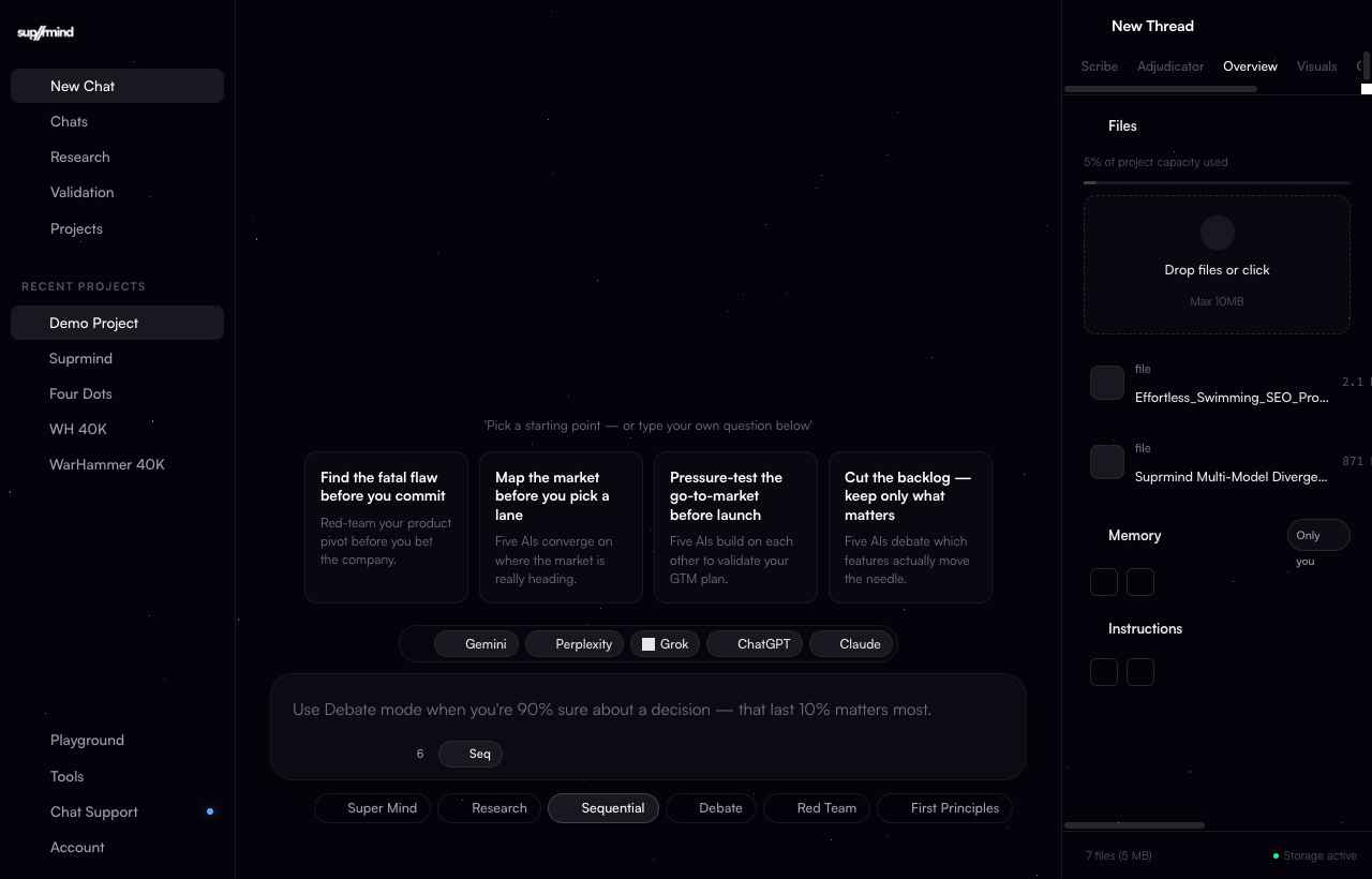 The Suprmind application interface